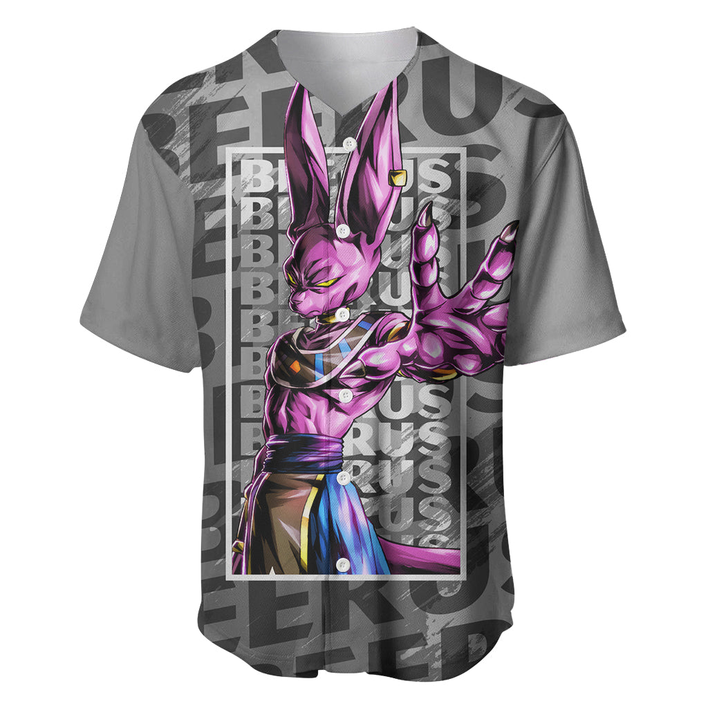 Beerus Dragon Ball Baseball Jersey Anime Mix Text Pattern Abstract Style