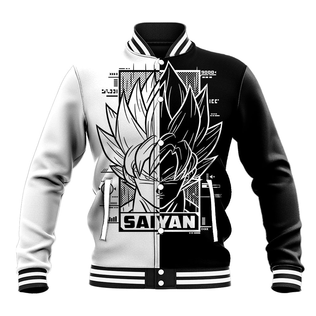 Goku Dragon Ball Black And White Abstract Baseball Jacket Anime Style