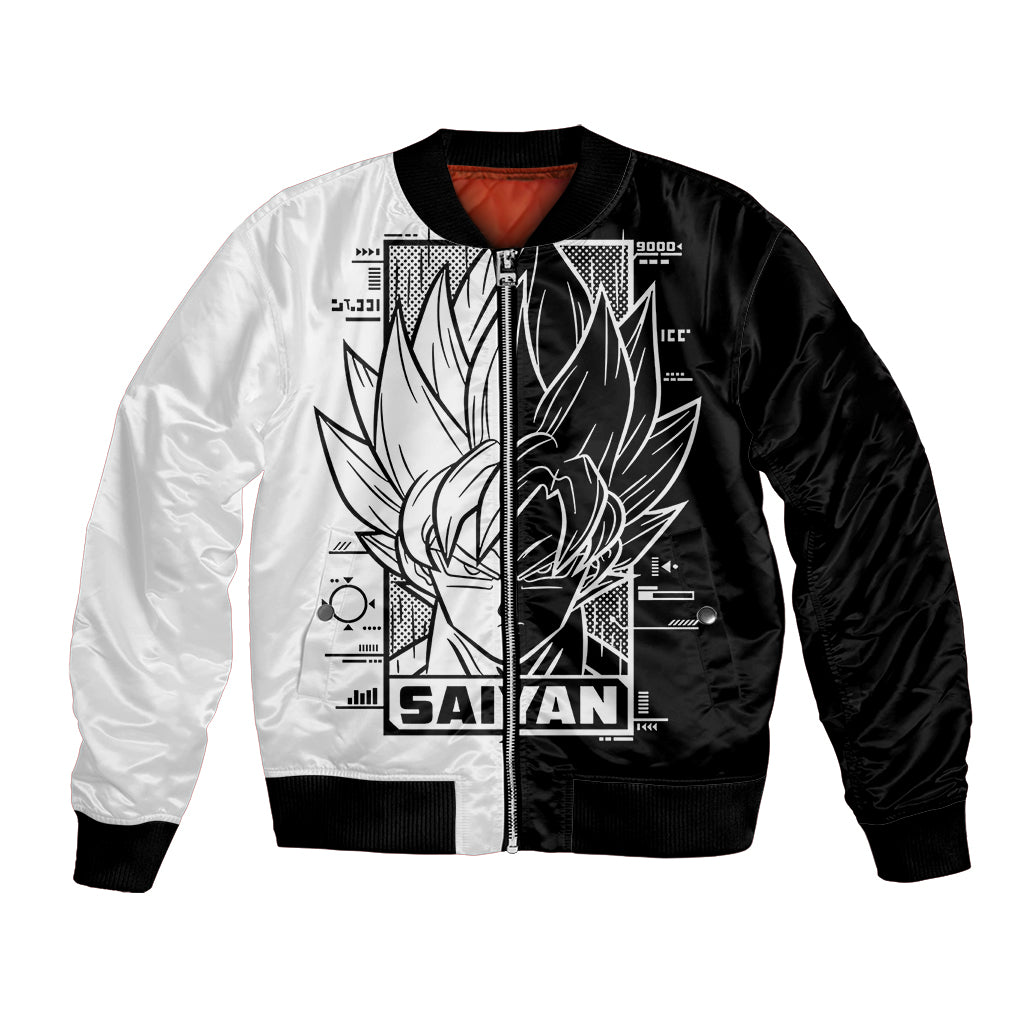 Goku Dragon Ball Black And White Abstract Bomber Jacket Anime Style