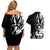 Goku Dragon Ball Black And White Abstract Couples Matching Off Shoulder Short Dress and Hawaiian Shirt Anime Style