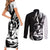 Goku Dragon Ball Black And White Abstract Couples Matching Short Sleeve Bodycon Dress and Long Sleeve Button Shirt Anime Style