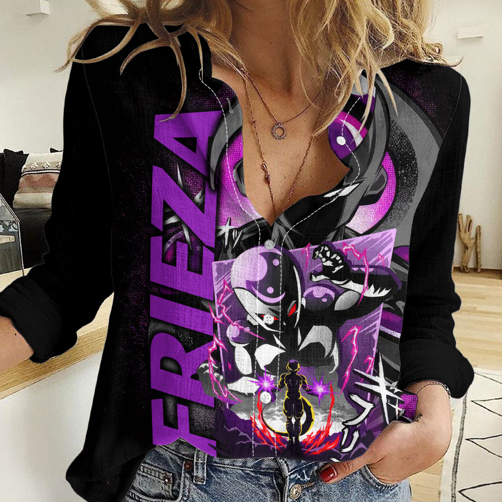 Frieza Dragon Ball Women Casual Shirt Anime Mix Text Pattern Abstract Style