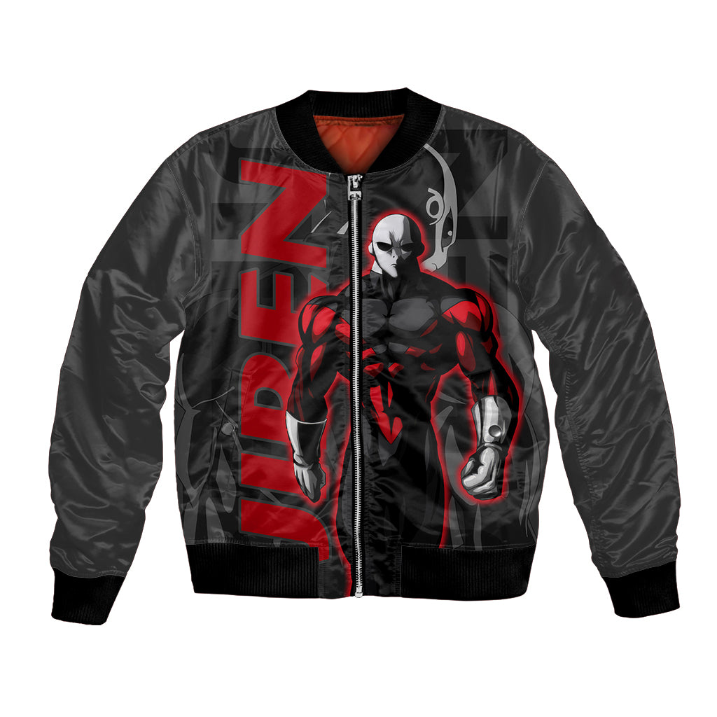 Jiren Dragon Ball Bomber Jacket Anime Mix Text Pattern Abstract Style