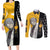 Stein Franken Soul Eater Couples Matching Long Sleeve Bodycon Dress and Long Sleeve Button Shirt Anime Art Mix With Skull Pattern Style