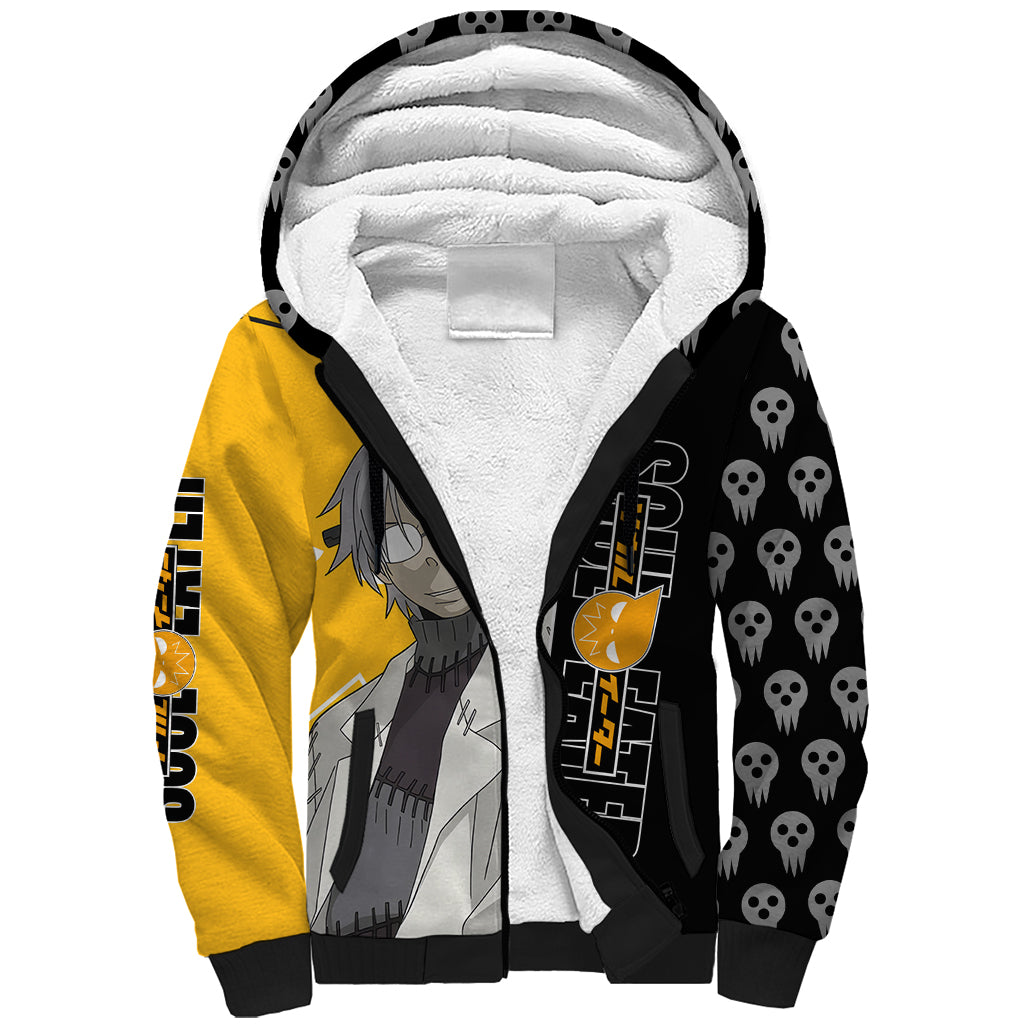 Stein Franken Soul Eater Sherpa Hoodie Anime Art Mix With Skull Pattern Style