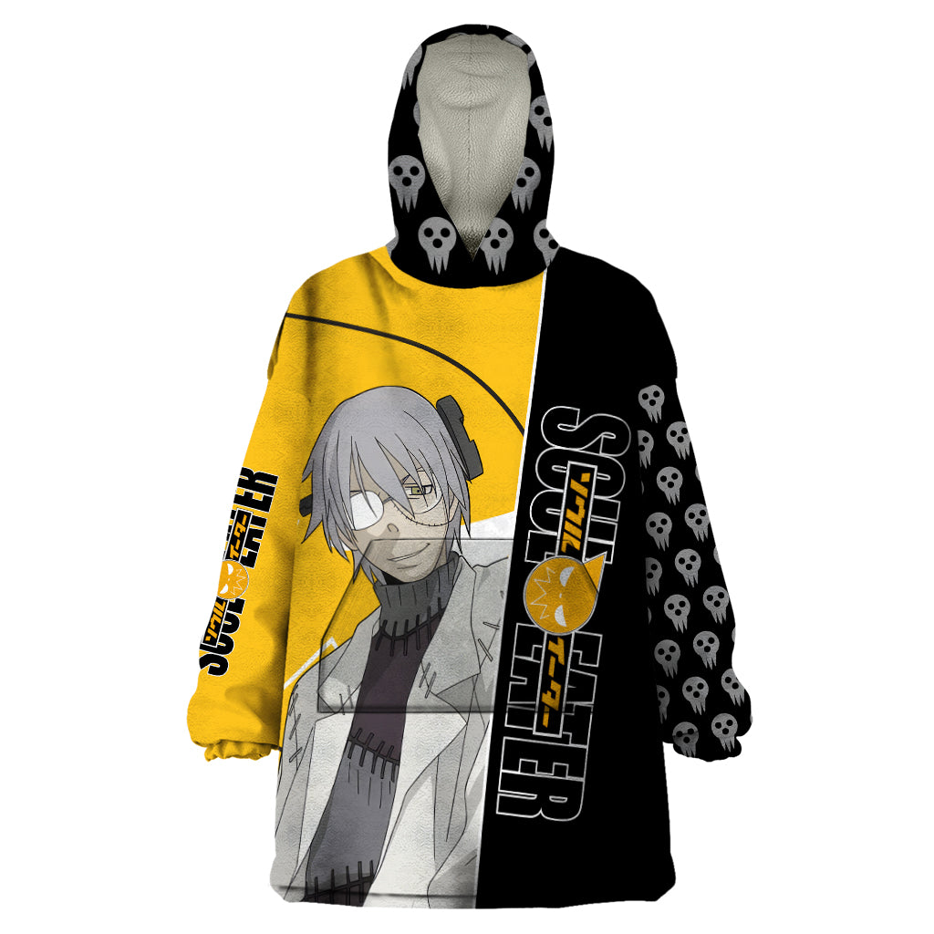 Stein Franken Soul Eater Wearable Blanket Hoodie Anime Art Mix With Skull Pattern Style