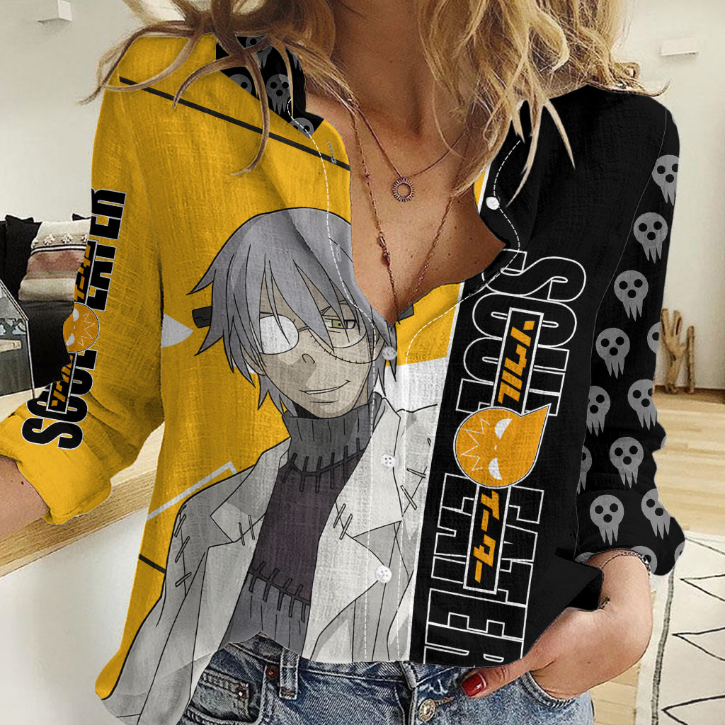 Stein Franken Soul Eater Women Casual Shirt Anime Art Mix With Skull Pattern Style