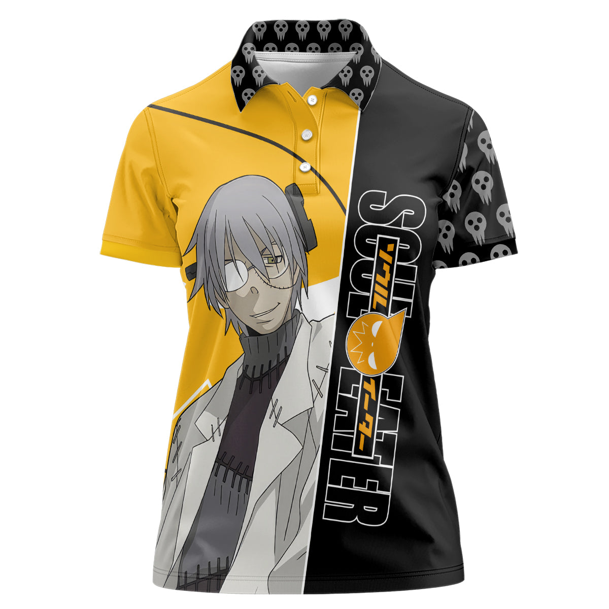 Stein Franken Soul Eater Women Polo Shirt Anime Art Mix With Skull Pattern Style