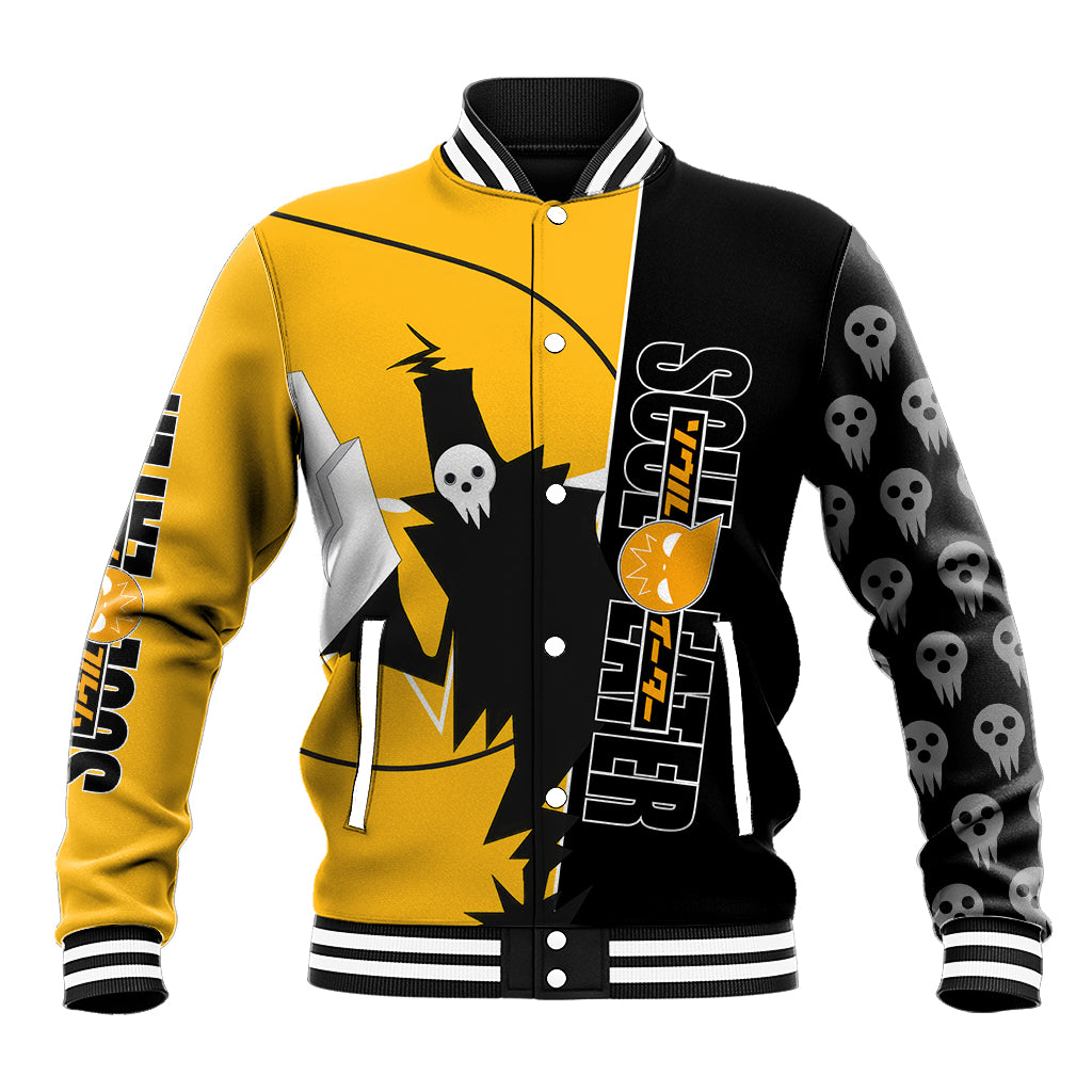 Shinigami Soul Eater Baseball Jacket Anime Art Mix With Skull Pattern Style