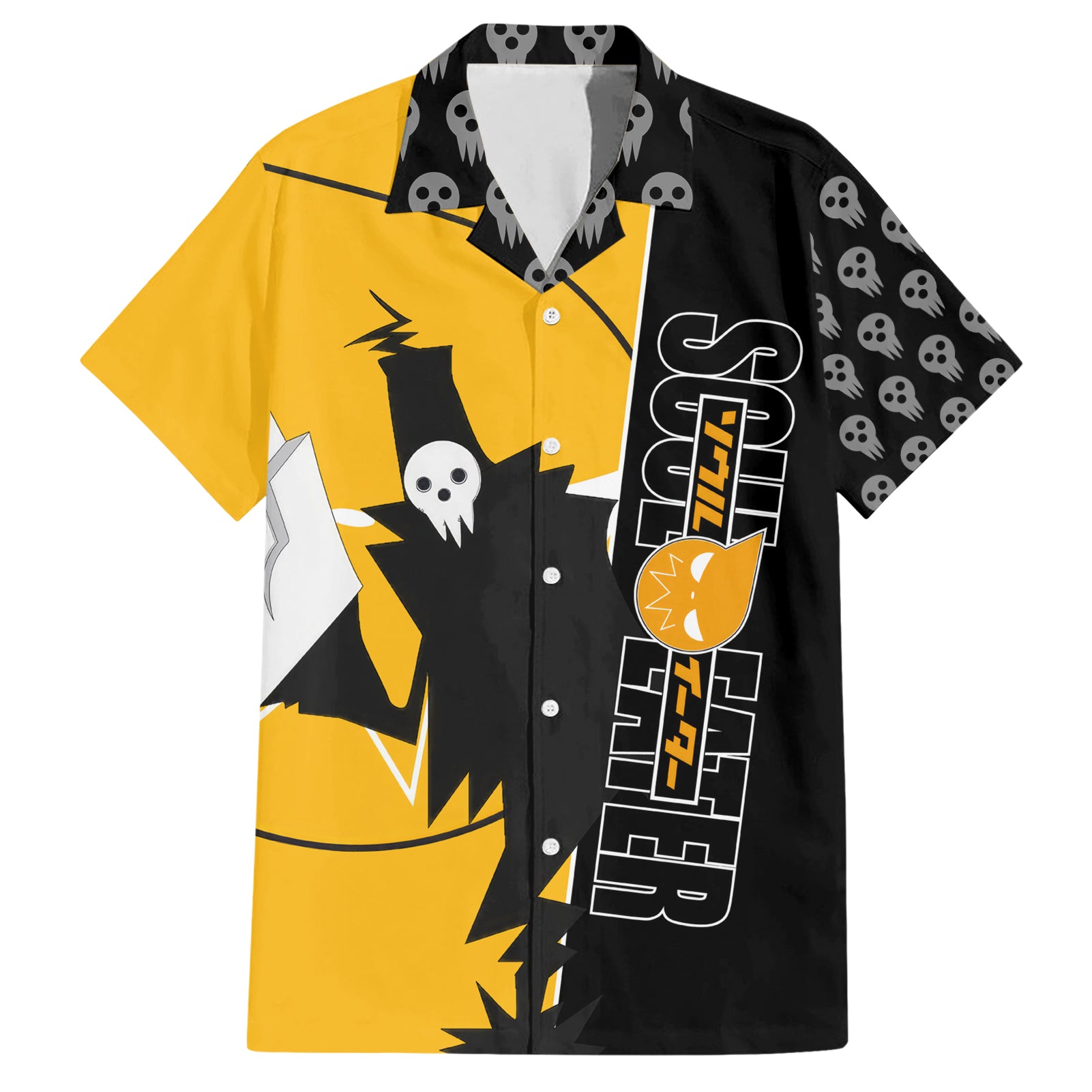 Shinigami Soul Eater Hawaiian Shirt Anime Art Mix With Skull Pattern Style