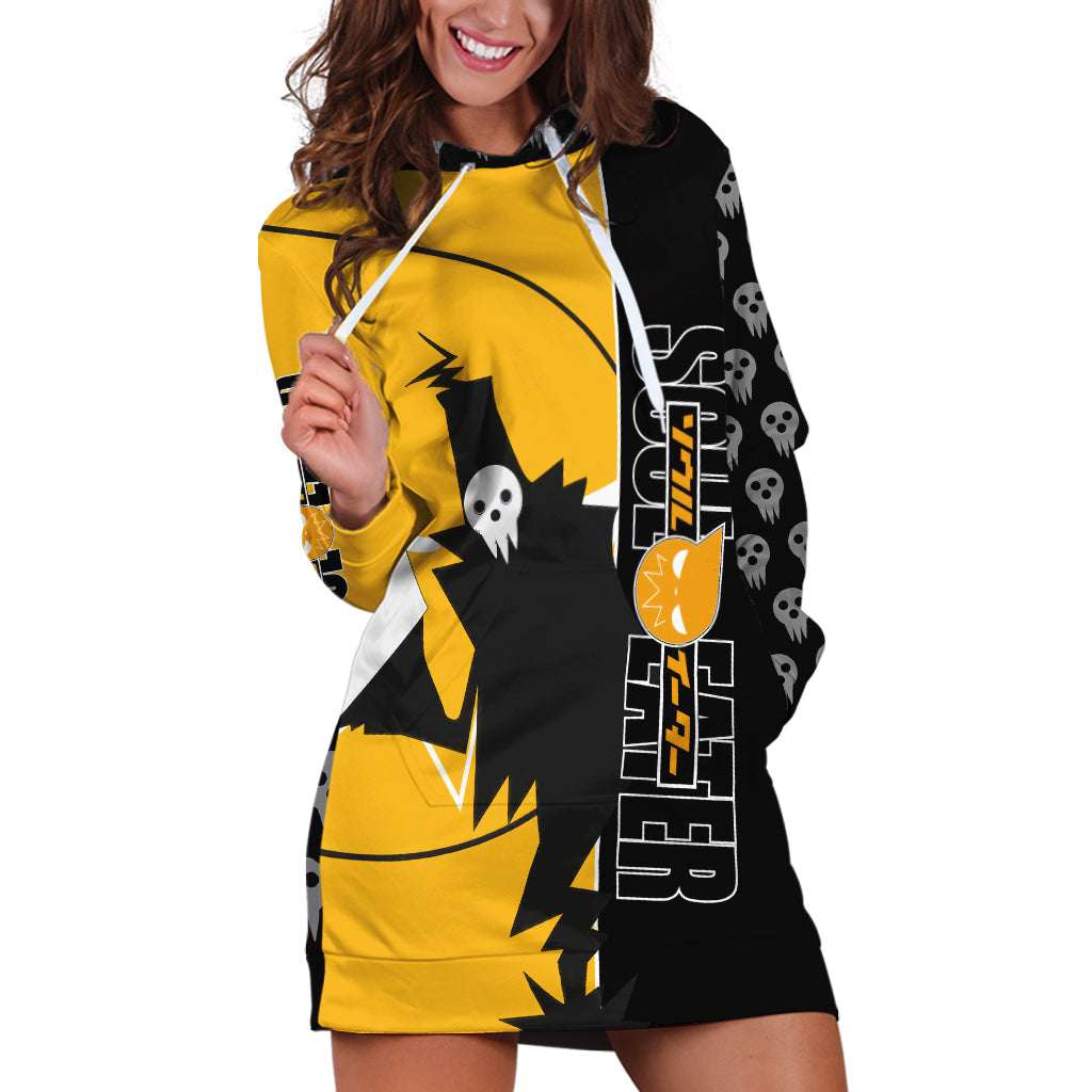 Shinigami Soul Eater Hoodie Dress Anime Art Mix With Skull Pattern Style