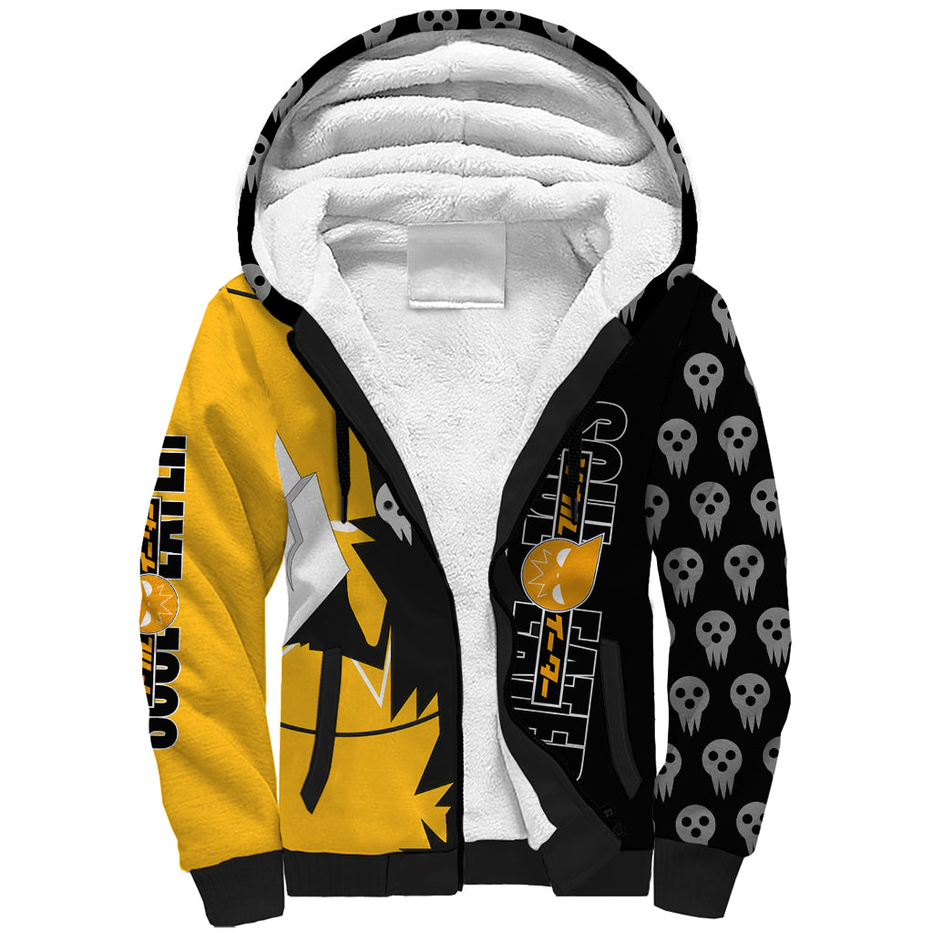 Shinigami Soul Eater Sherpa Hoodie Anime Art Mix With Skull Pattern Style