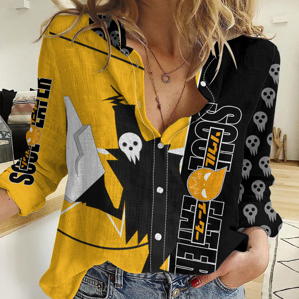 Shinigami Soul Eater Women Casual Shirt Anime Art Mix With Skull Pattern Style