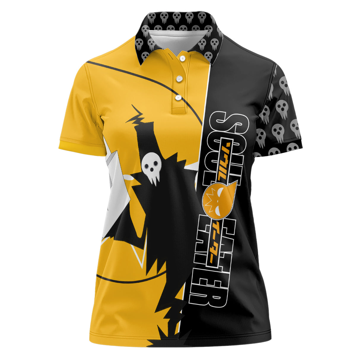 Shinigami Soul Eater Women Polo Shirt Anime Art Mix With Skull Pattern Style