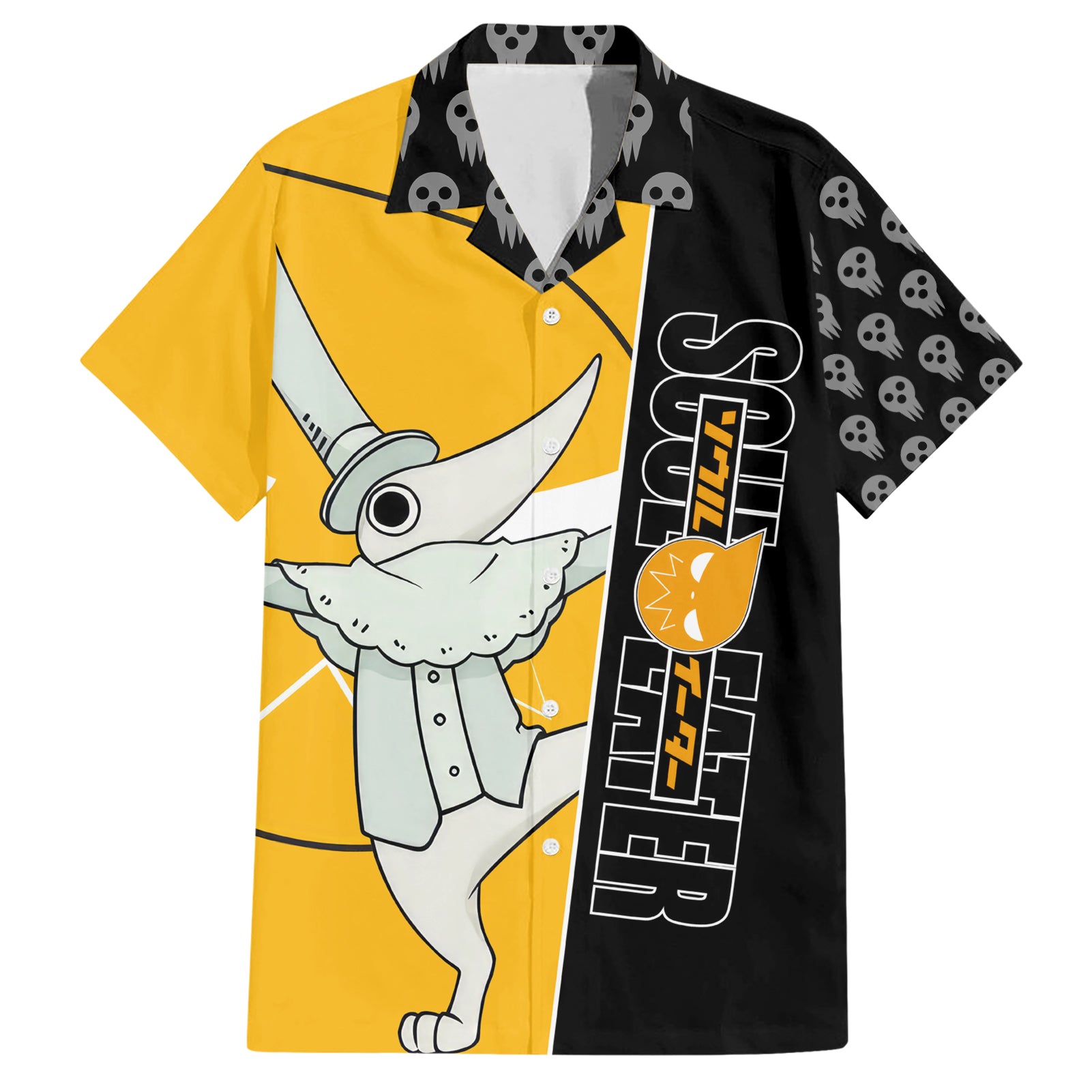 Excalibur Soul Eater Hawaiian Shirt Anime Art Mix With Skull Pattern Style