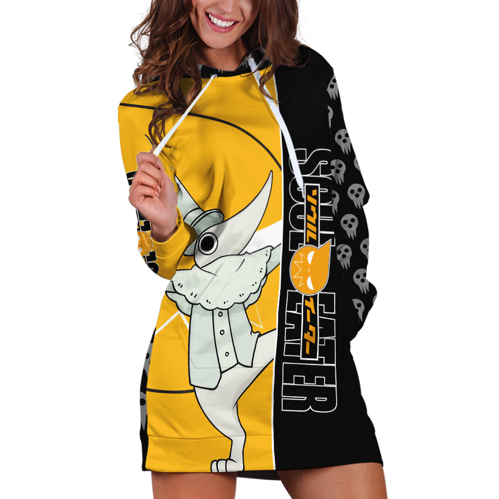 Excalibur Soul Eater Hoodie Dress Anime Art Mix With Skull Pattern Style