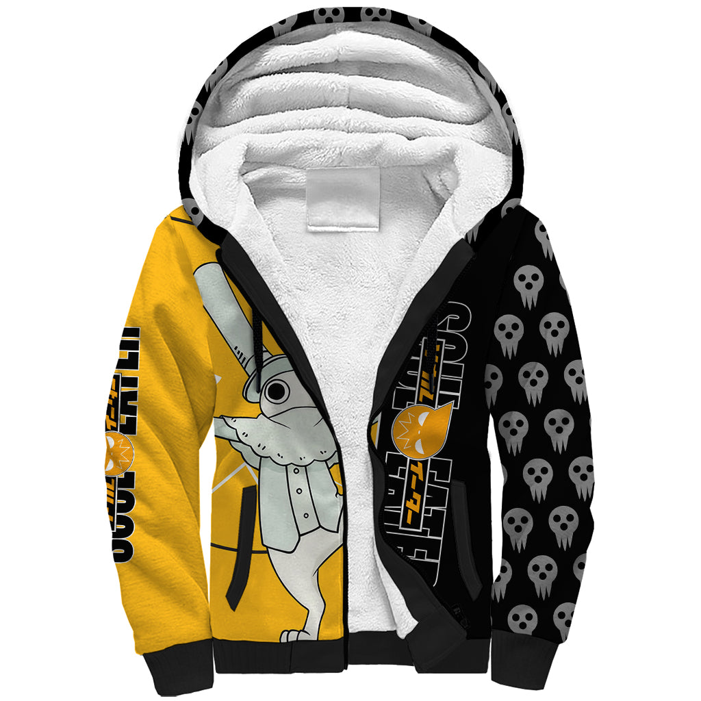 Excalibur Soul Eater Sherpa Hoodie Anime Art Mix With Skull Pattern Style