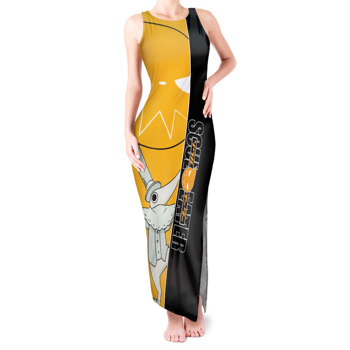 Excalibur Soul Eater Tank Maxi Dress Anime Art Mix With Skull Pattern Style