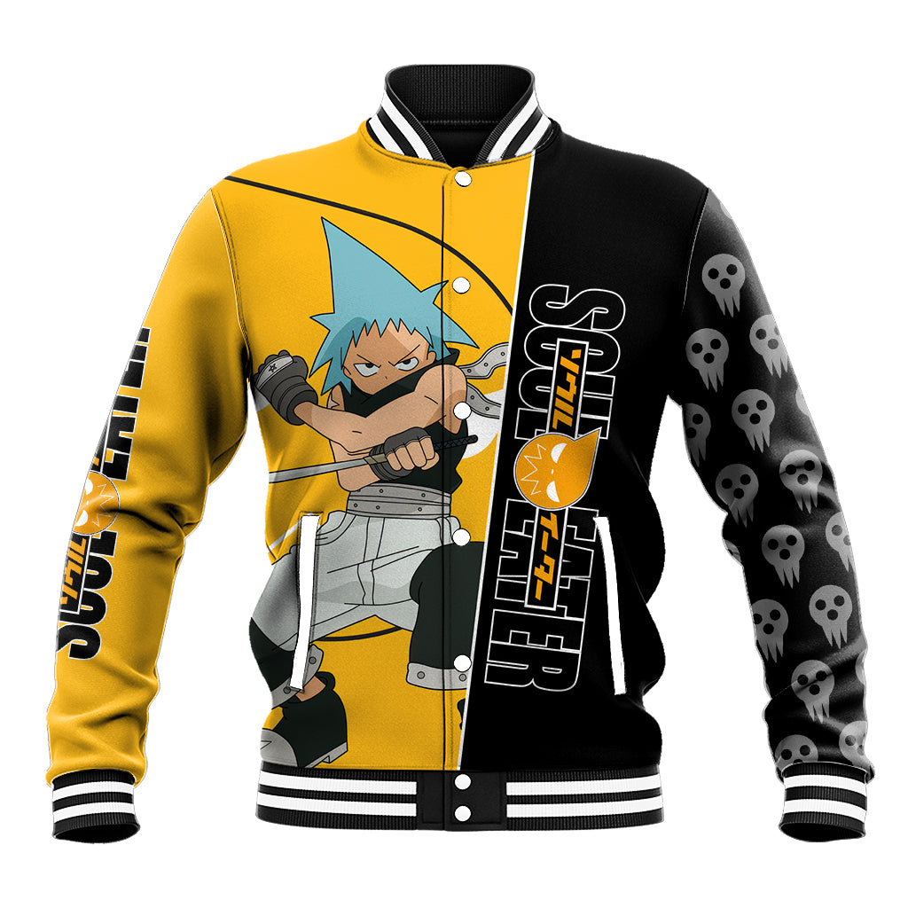 Black Star Soul Eater Baseball Jacket Anime Art Mix With Skull Pattern Style