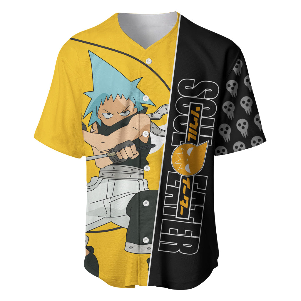 Black Star Soul Eater Baseball Jersey Anime Art Mix With Skull Pattern Style