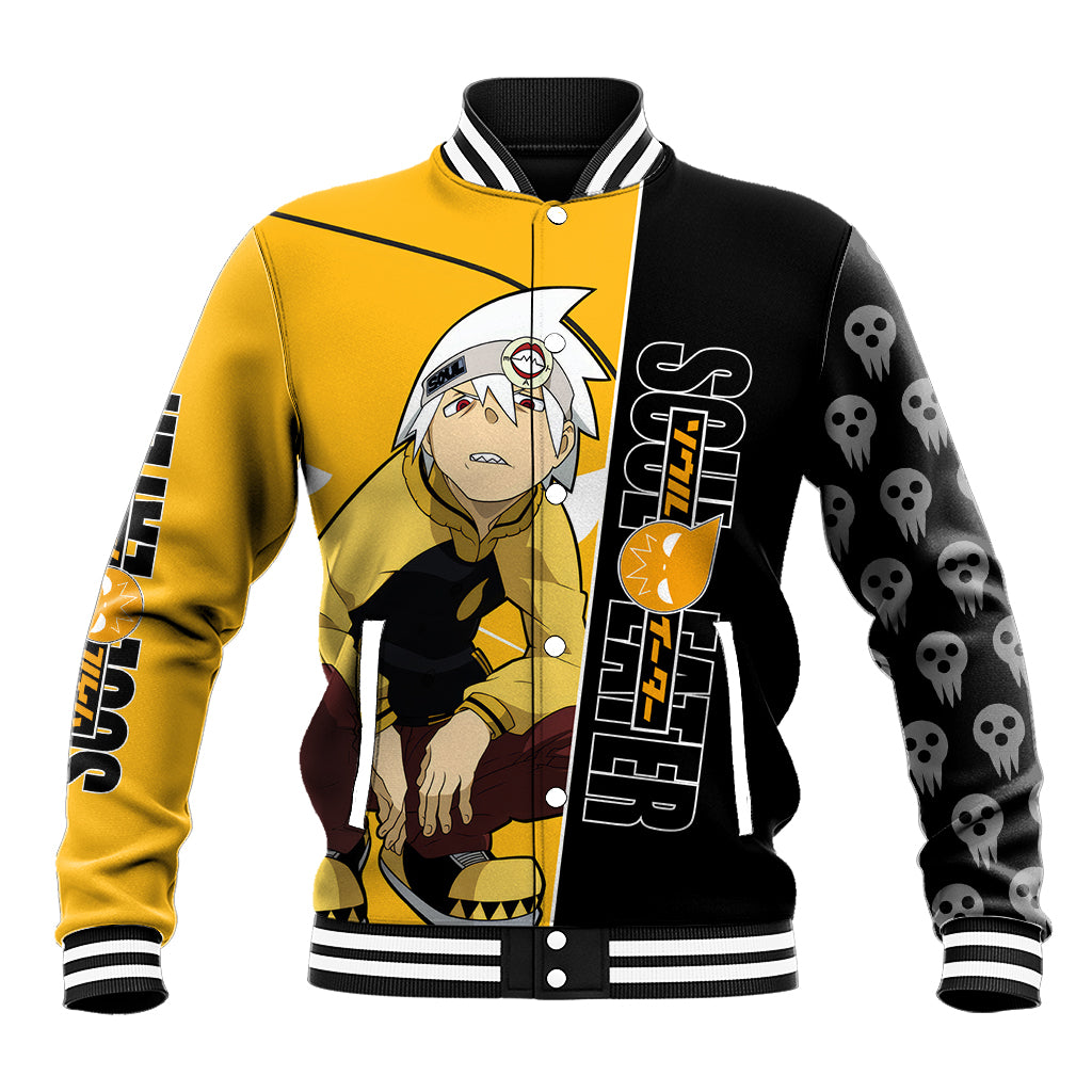 Evans Soul Eater Baseball Jacket Anime Art Mix With Skull Pattern Style