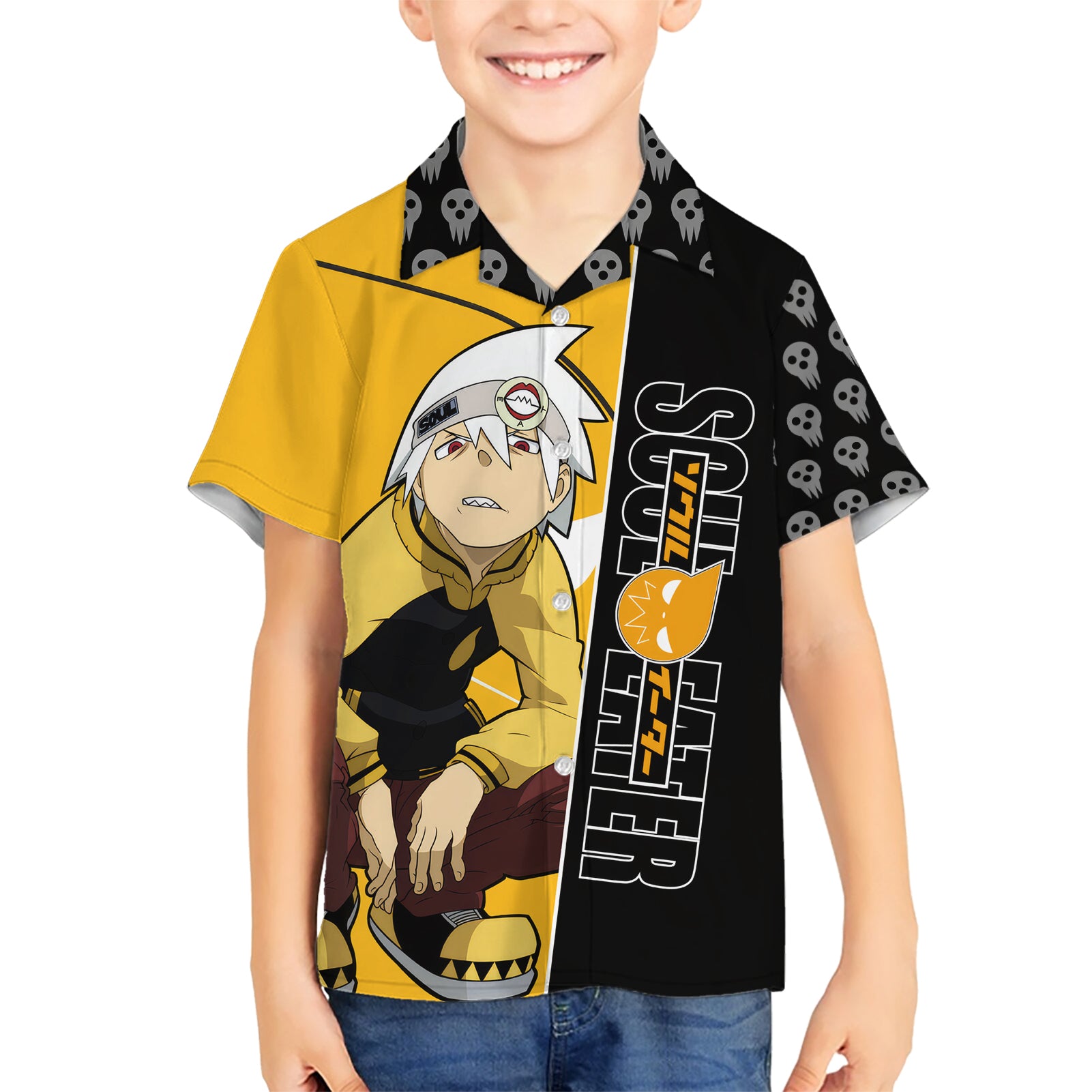 Evans Soul Eater Kid Hawaiian Shirt Anime Art Mix With Skull Pattern Style