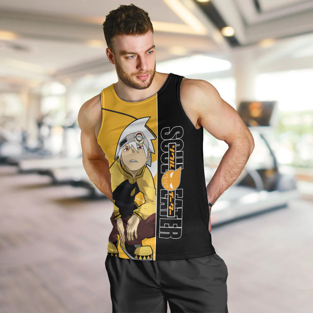 Evans Soul Eater Men Tank Top Anime Art Mix With Skull Pattern Style