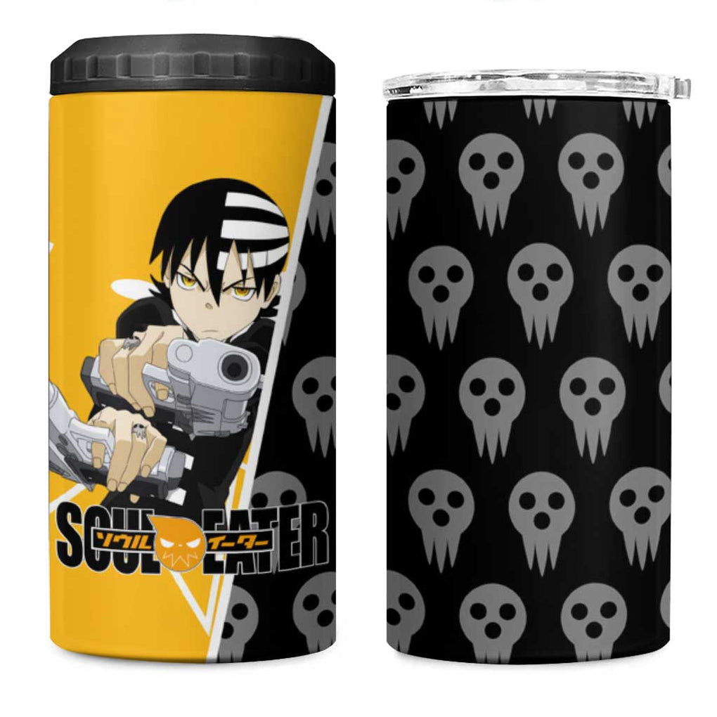 Death the Kid Soul Eater 4 in 1 Can Cooler Tumbler Anime Art Mix With Skull Pattern Style