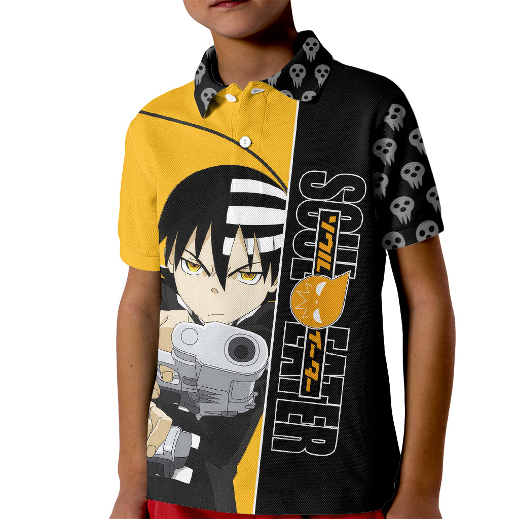 Death the Kid Soul Eater Kid Polo Shirt Anime Art Mix With Skull Pattern Style