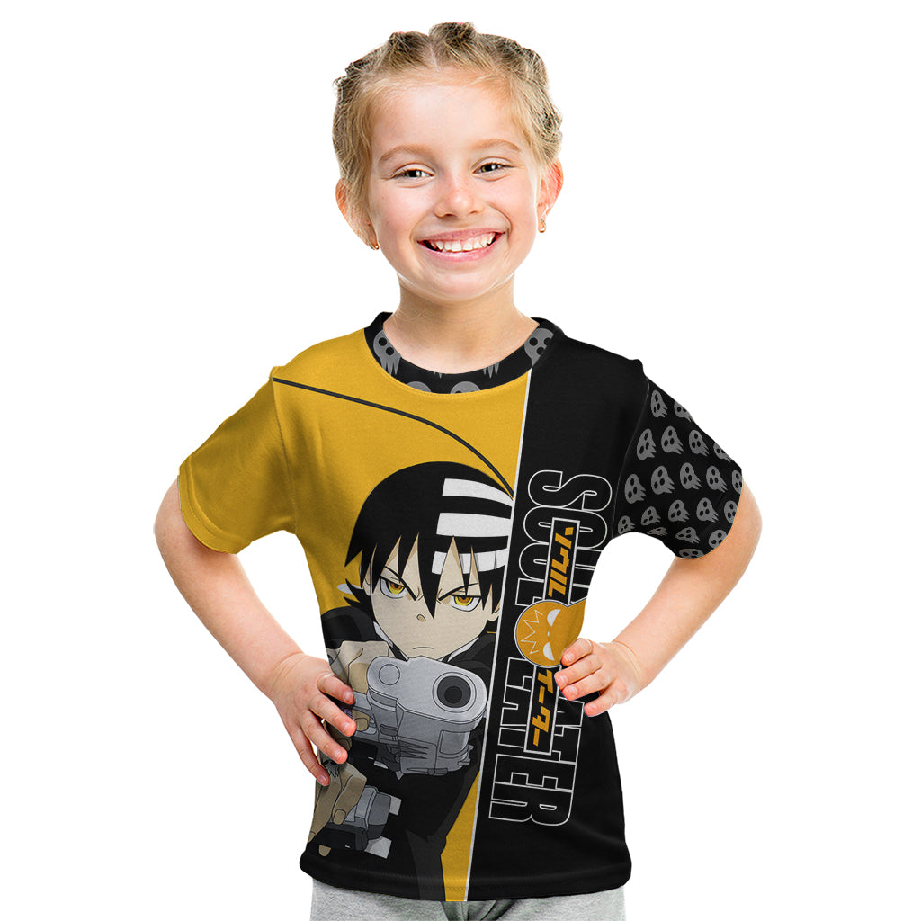 Death the Kid Soul Eater Kid T Shirt Anime Art Mix With Skull Pattern Style