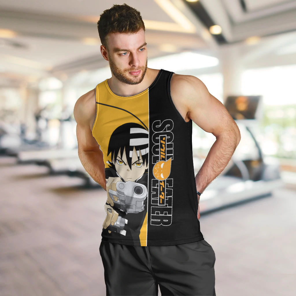 Death the Kid Soul Eater Men Tank Top Anime Art Mix With Skull Pattern Style