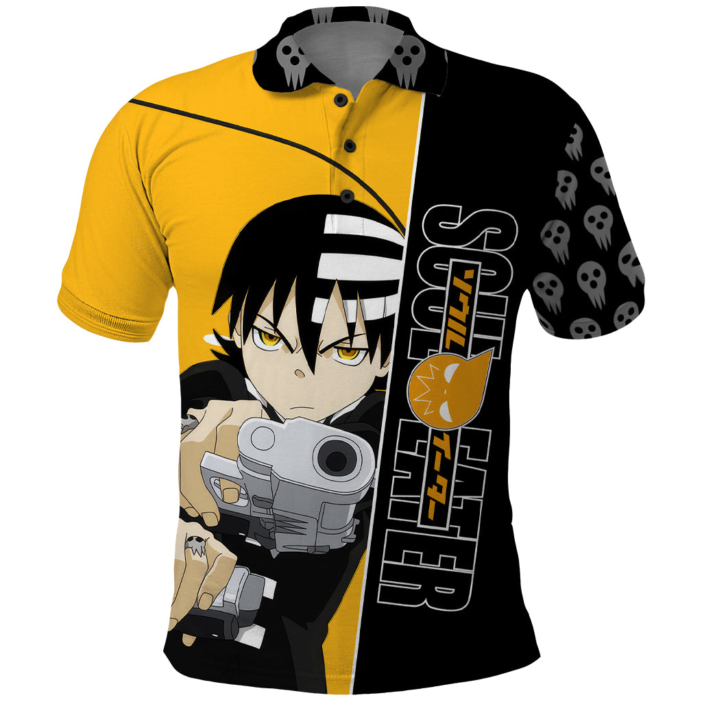 Death the Kid Soul Eater Polo Shirt Anime Art Mix With Skull Pattern Style