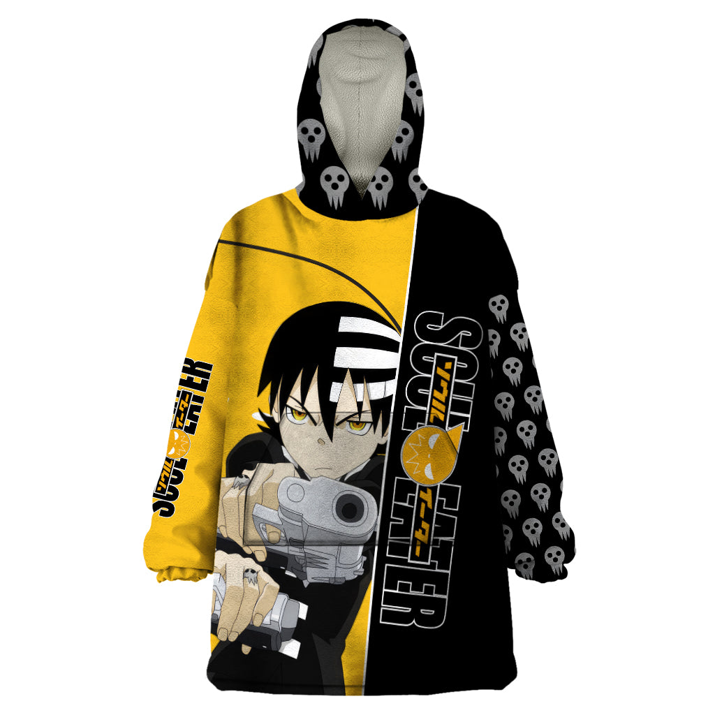 Death the Kid Soul Eater Wearable Blanket Hoodie Anime Art Mix With Skull Pattern Style