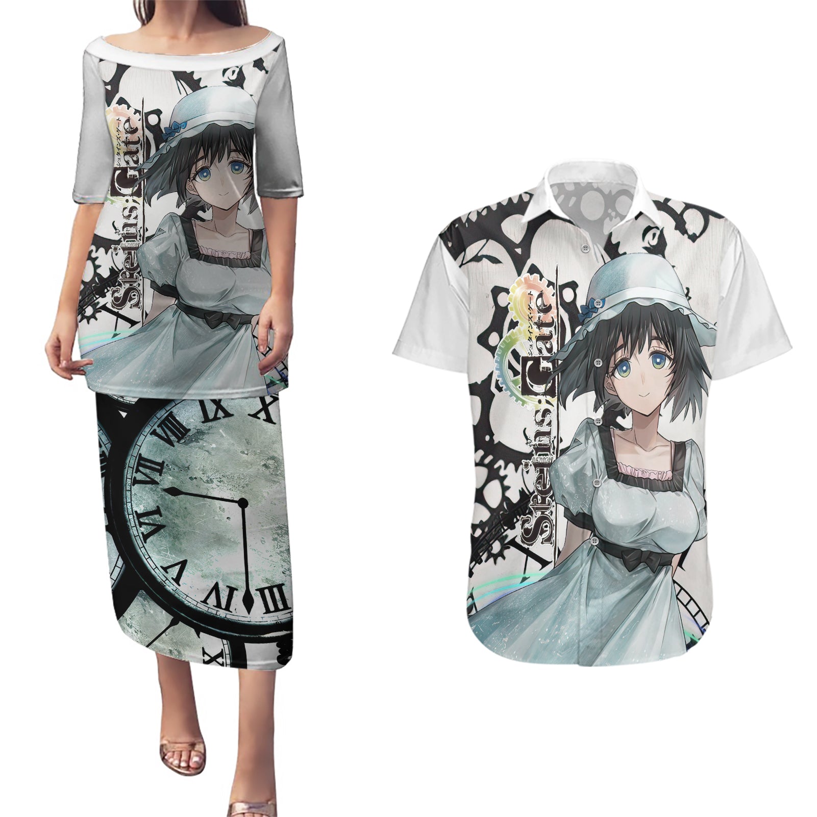 Shiina Mayuri - Steins Gate Couples Matching Puletasi and Hawaiian Shirt Anime Style