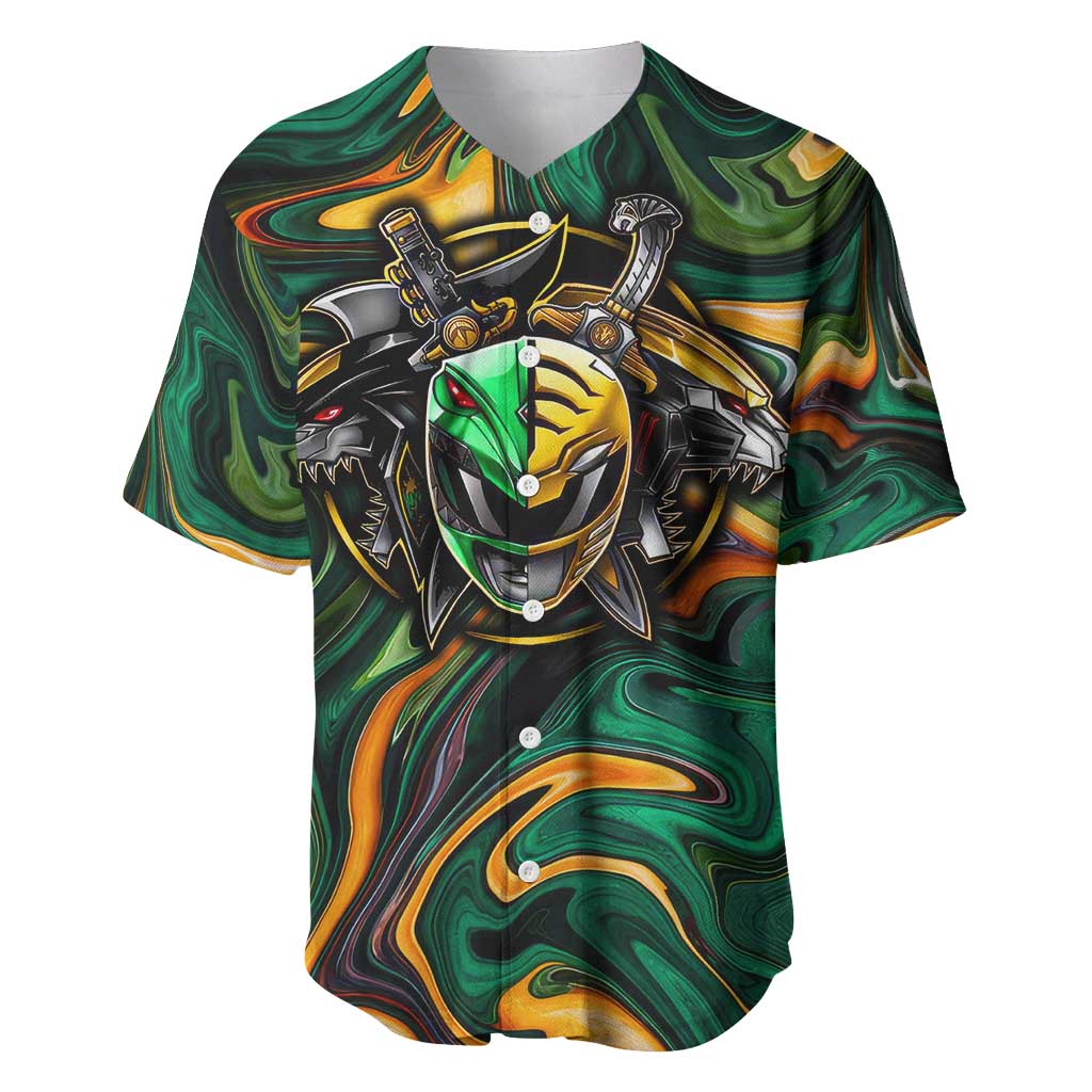 Trippy Green White Power Rangers Baseball Jersey Anime Style