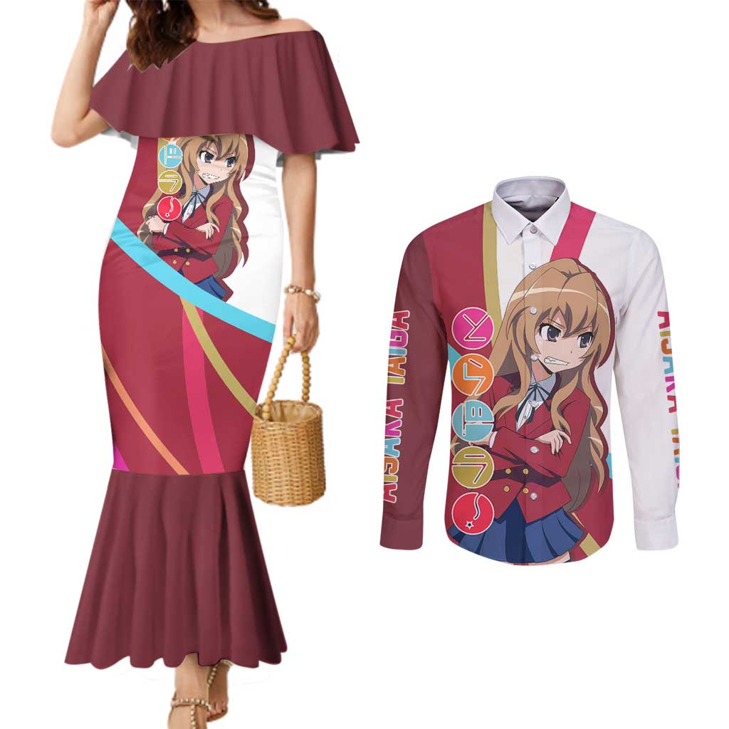 Taiga Aisaka - Toradora Couples Matching Mermaid Dress and Long Sleeve Button Shirt Anime Style