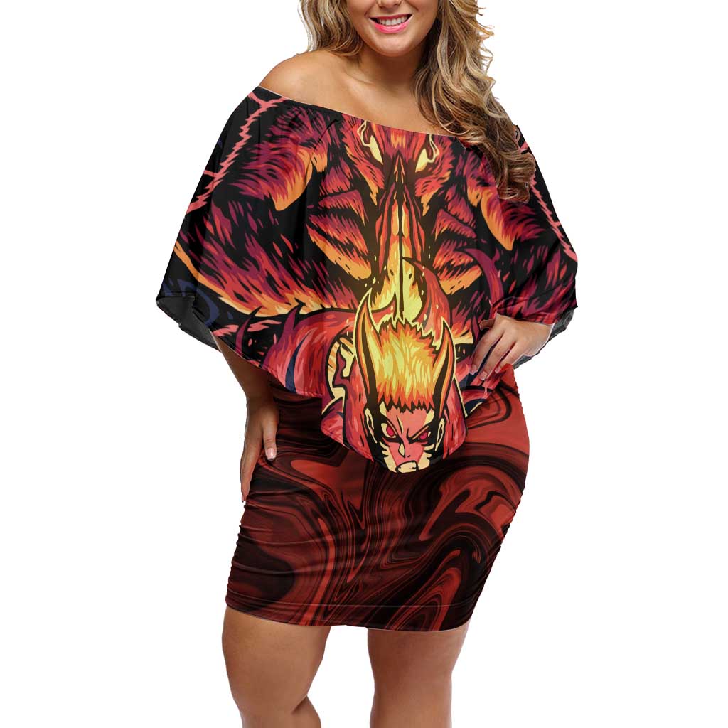 Trippy Naruto Baryon Mode Boruto Off Shoulder Short Dress Anime Style