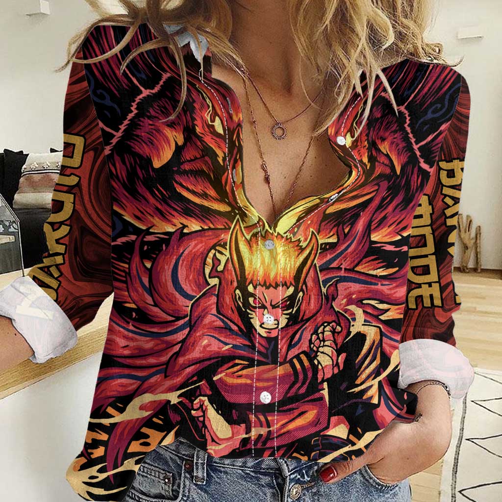 Trippy Naruto Baryon Mode Boruto Women Casual Shirt Anime Style