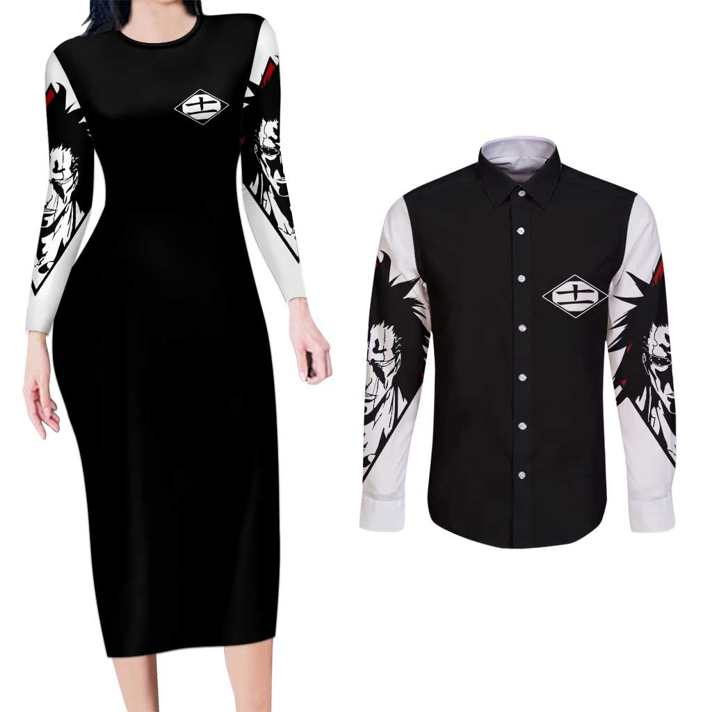 Zaraki Kenpachi TYBWA Bleach Couples Matching Long Sleeve Bodycon Dress and Long Sleeve Button Shirt Anime Style