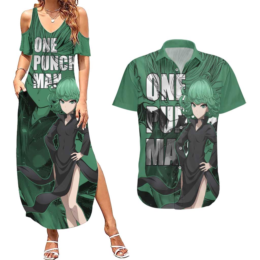 Tatsumaki - One Punch Man Couples Matching Summer Maxi Dress and Hawaiian Shirt Anime Style