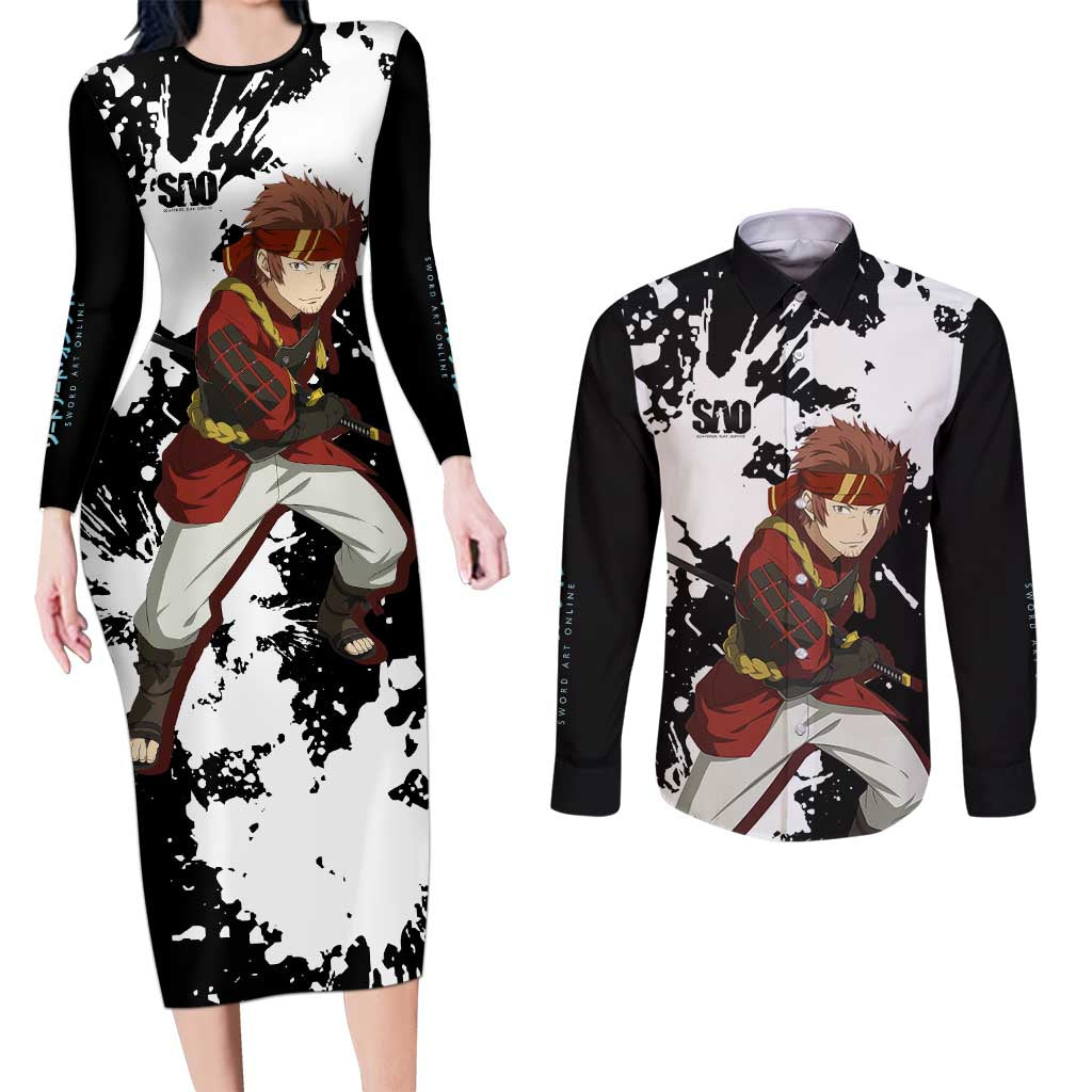 Klein - Sword Art Online Couples Matching Long Sleeve Bodycon Dress and Long Sleeve Button Shirt Anime Style