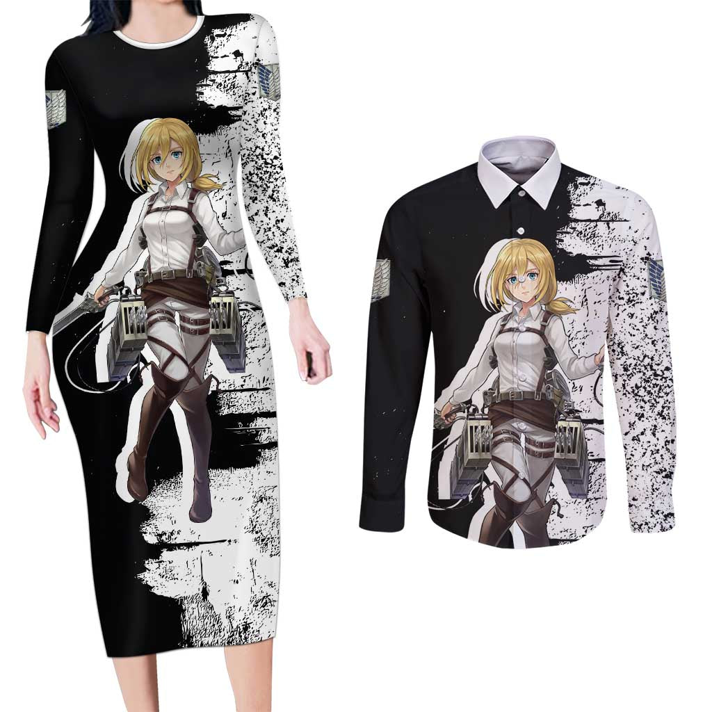 Historia Reiss - Attack On Titan Couples Matching Long Sleeve Bodycon Dress and Long Sleeve Button Shirt Anime Style