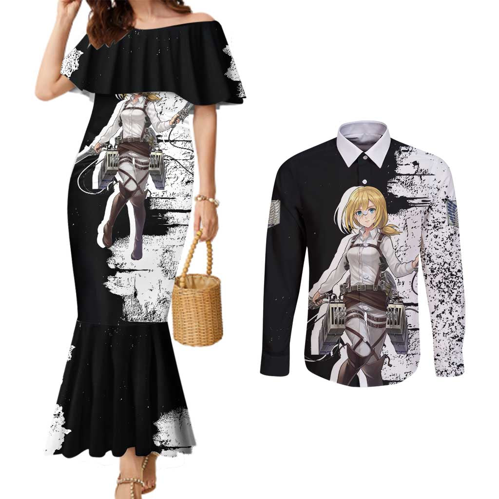 Historia Reiss - Attack On Titan Couples Matching Mermaid Dress and Long Sleeve Button Shirt Anime Style