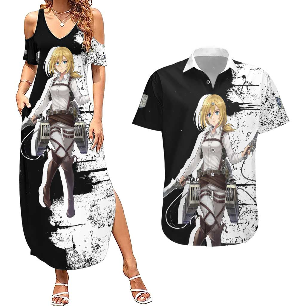 Historia Reiss - Attack On Titan Couples Matching Summer Maxi Dress and Hawaiian Shirt Anime Style