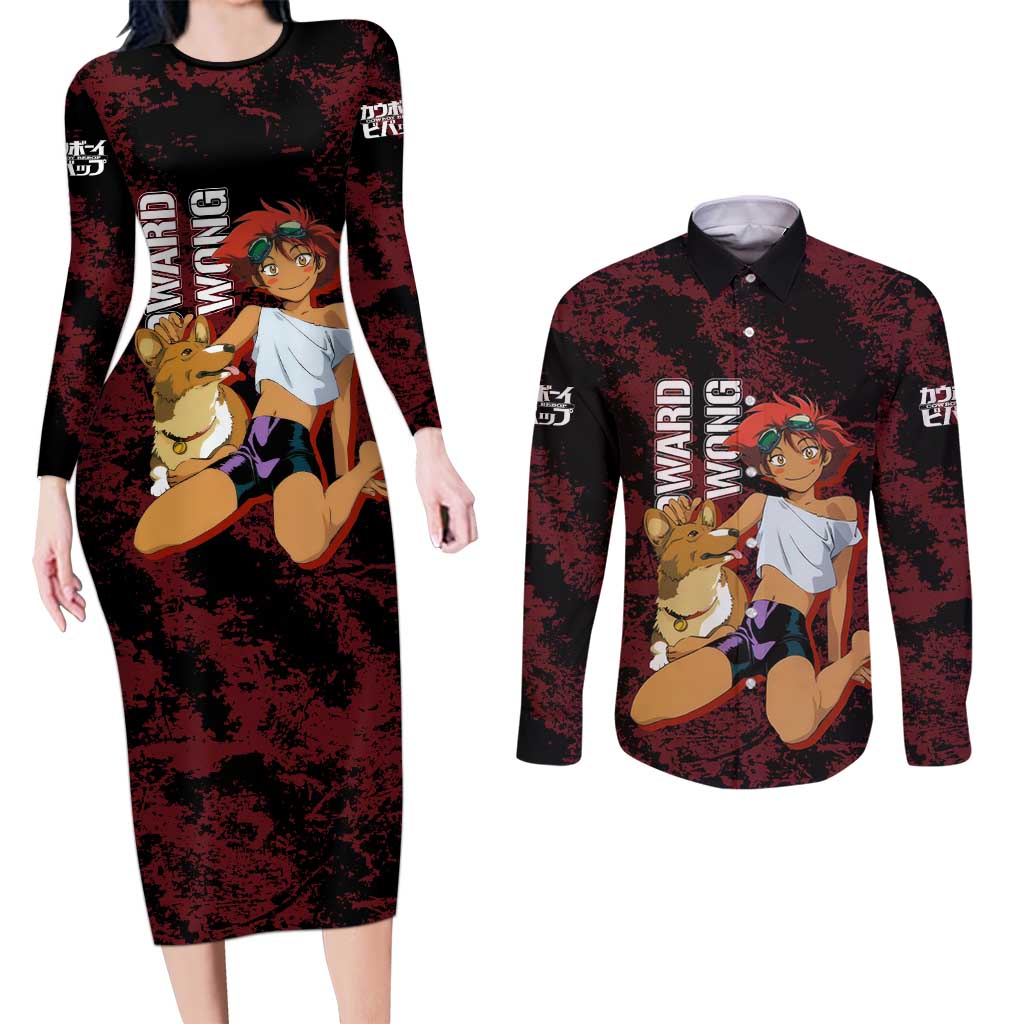 Edward Wong - Cowboy Bebop Couples Matching Long Sleeve Bodycon Dress and Long Sleeve Button Shirt Anime Style