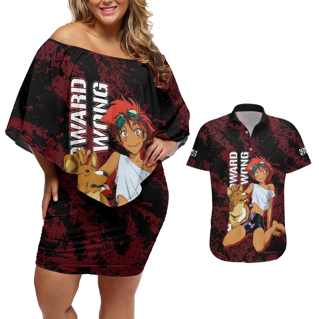 Edward Wong - Cowboy Bebop Couples Matching Off Shoulder Short Dress and Hawaiian Shirt Anime Style