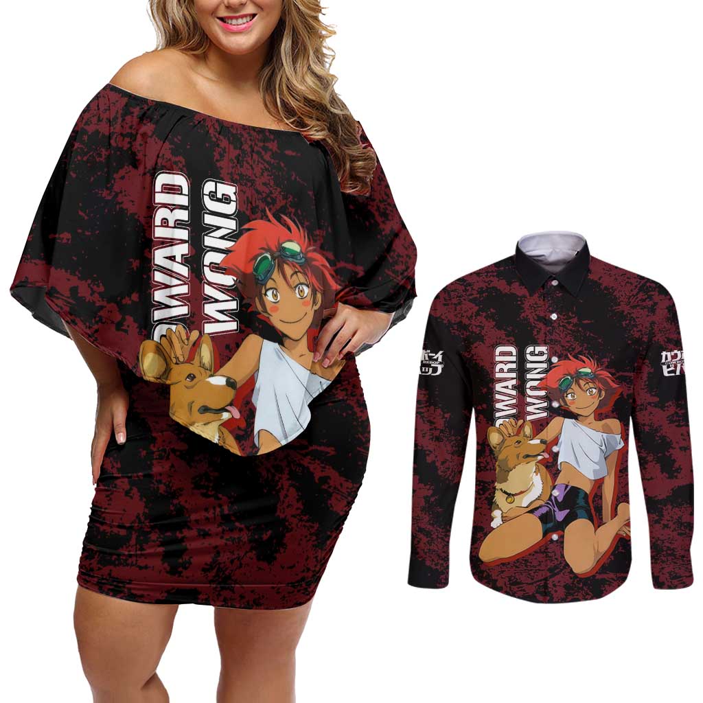 Edward Wong - Cowboy Bebop Couples Matching Off Shoulder Short Dress and Long Sleeve Button Shirt Anime Style