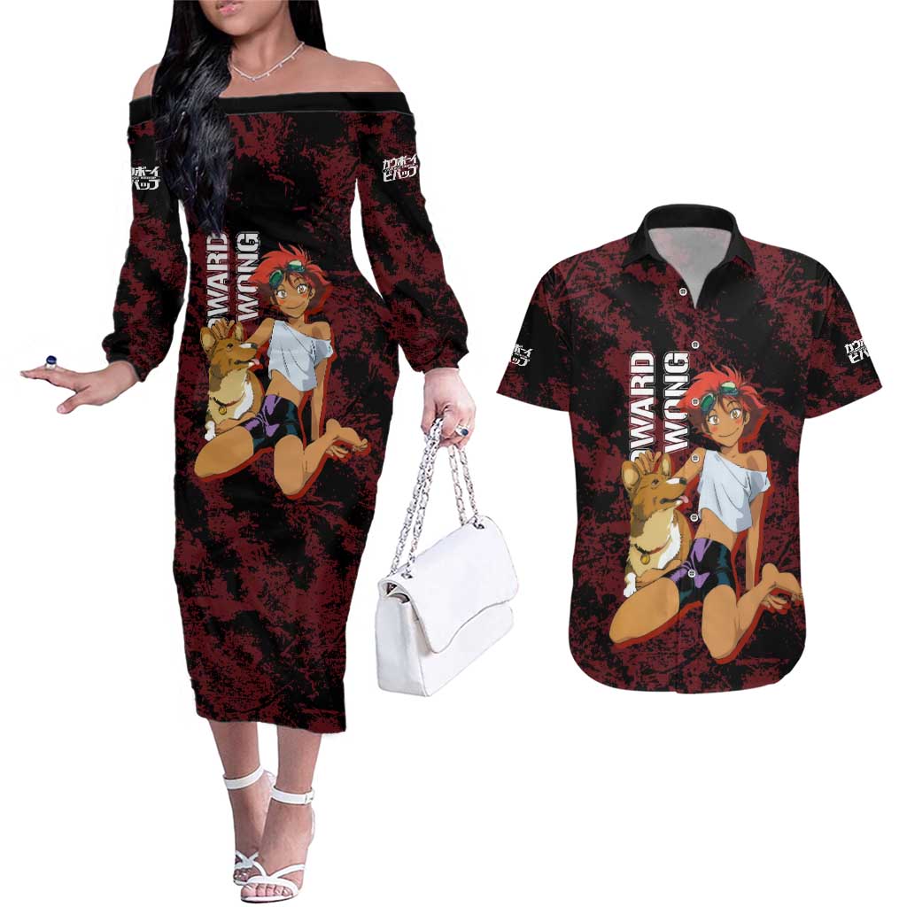 Edward Wong - Cowboy Bebop Couples Matching Off The Shoulder Long Sleeve Dress and Hawaiian Shirt Anime Style