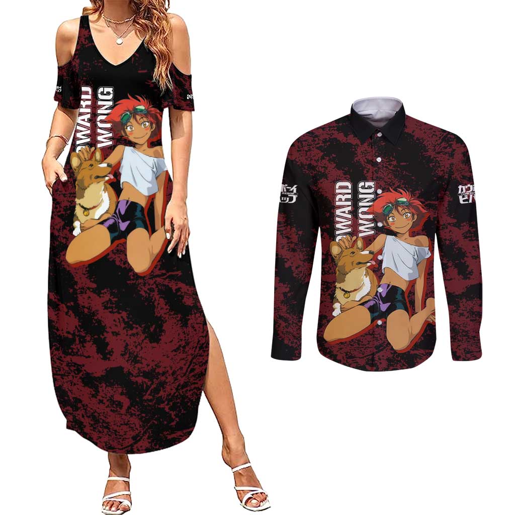 Edward Wong - Cowboy Bebop Couples Matching Summer Maxi Dress and Long Sleeve Button Shirt Anime Style