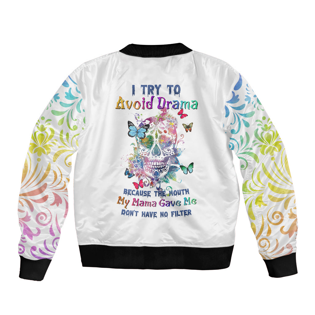 i-try-to-avoid-drama-sugar-skull-colorful-bomber-jacket